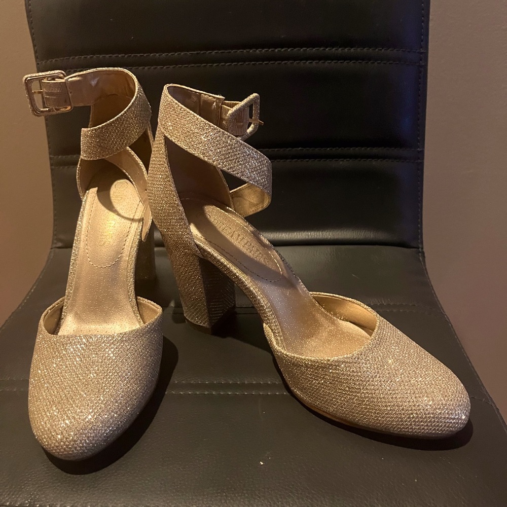 Gold sparkly heels
